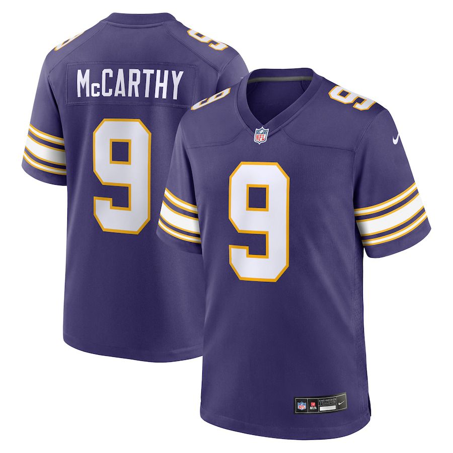 Men Minnesota Vikings 9 J.J. McCarthy Nike Purple 2nd Alternate 2024 NFL Draft First Round Pick Player Game Jersey